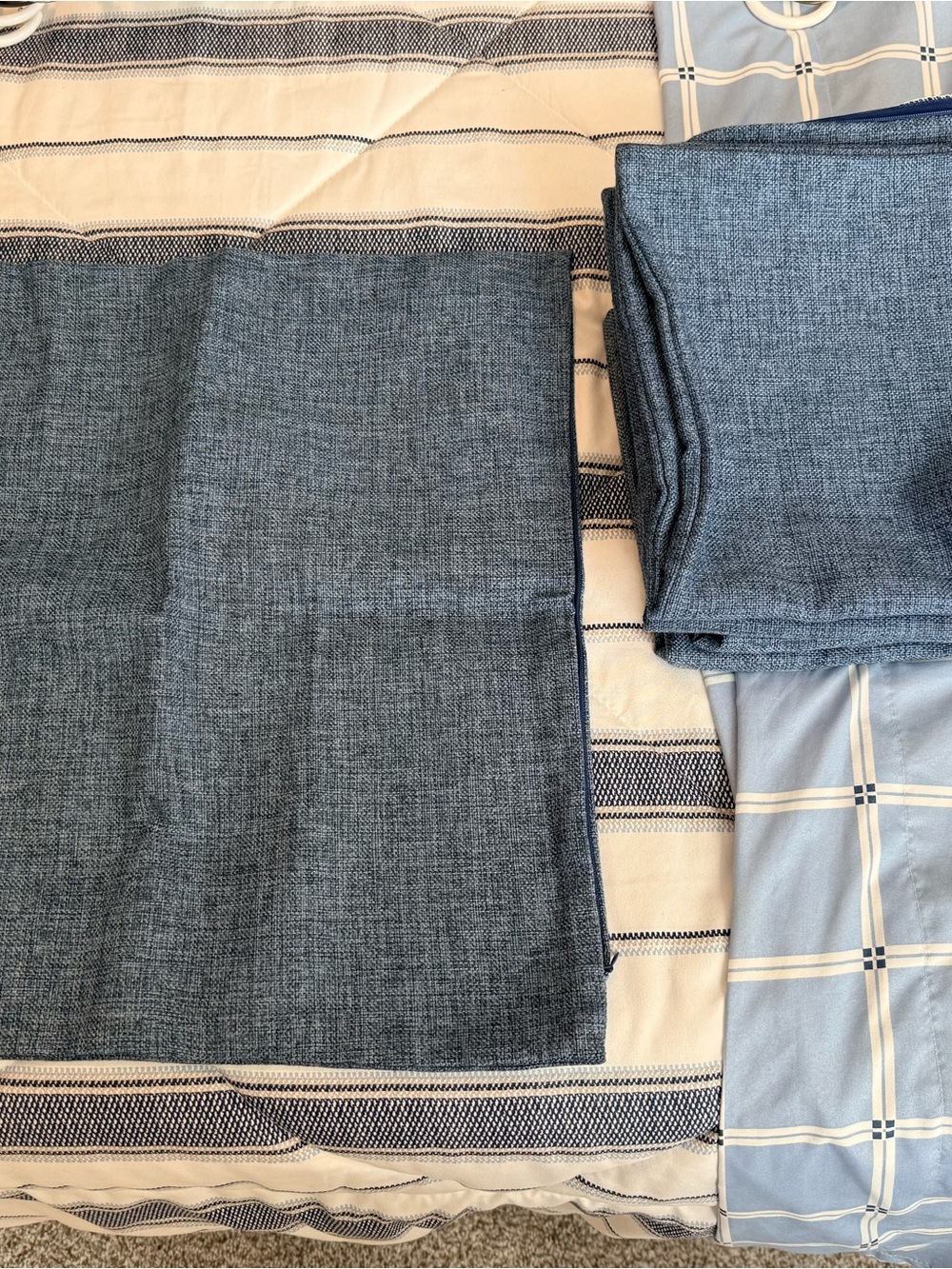 Blue Textured Linen pillow covers  - Set of 6